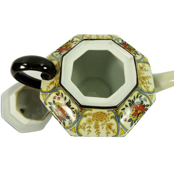 Schumann Bavaria Hexagonal Teapot Cobalt Blue Floral Gold Trim Vintage Germany - Picture 5 of 10